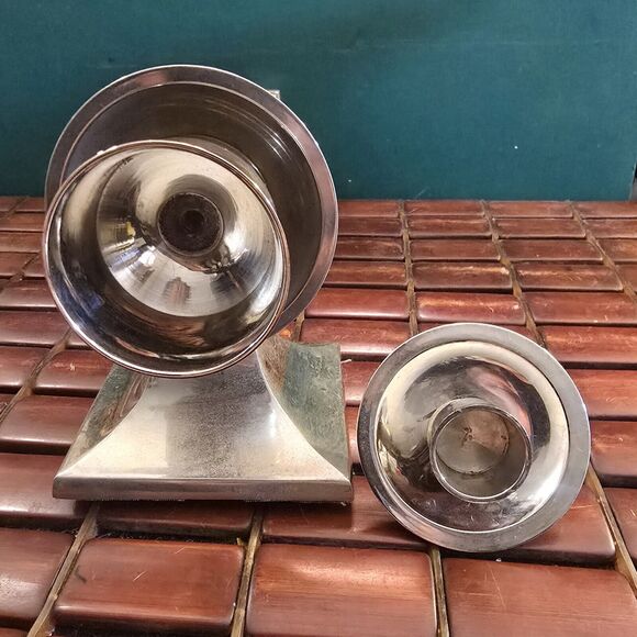 Vintage The Bombay Co. Candle Wall Sconce Silver & Black Art Deco Style 12" High - Picture 5 of 7